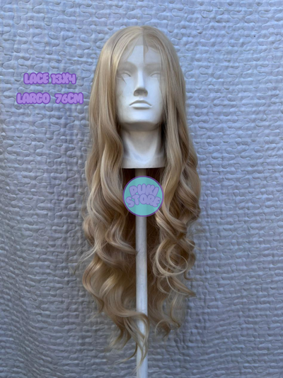 Peluca Lacefront ondulada rubia (Soft Kanekalon)