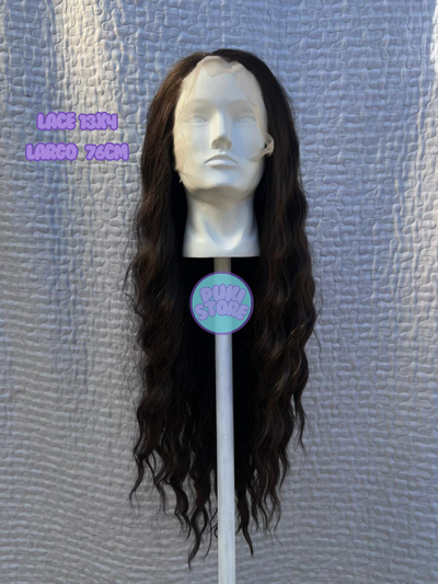 Peluca Lacrefront rizada castaña oscuro (Soft Kanekalon)