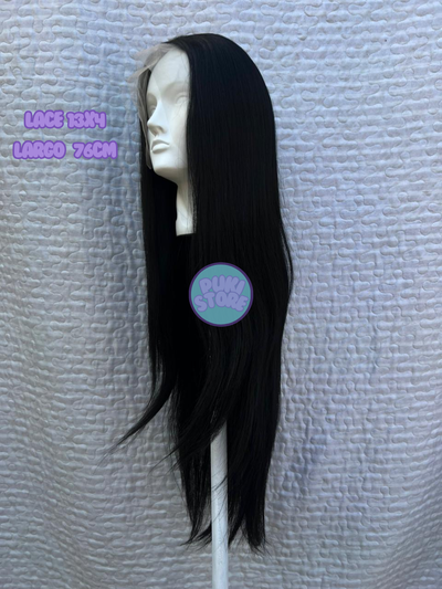 Peluca Lacefront lacia negra (Soft Kanekalon)