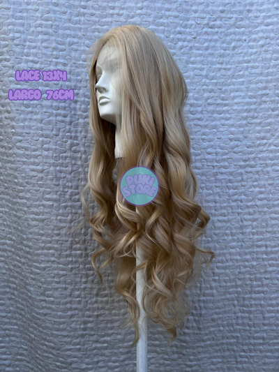 Peluca Lacefront ondulada rubia (Soft Kanekalon)