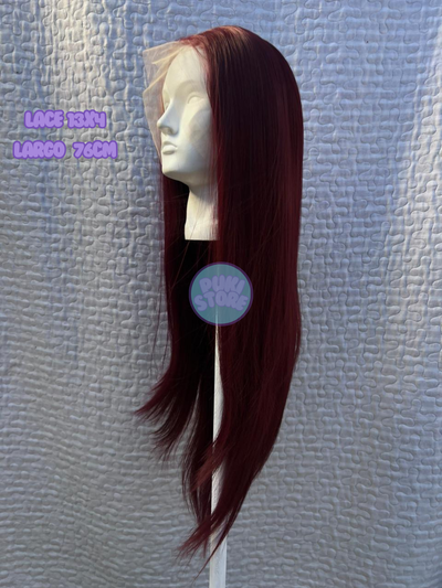 Peluca Lacefront lacia bordó (Soft Kanekalon)