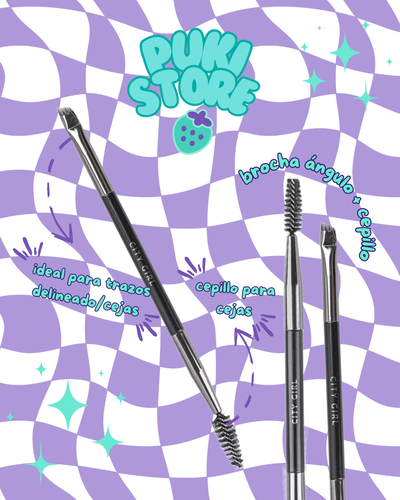 Brocha doble angular para cejas y delineado