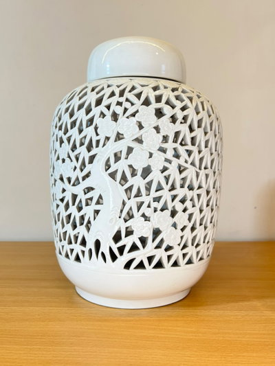 L09 - Jarron / Lampara Oriental Calada Porcelana