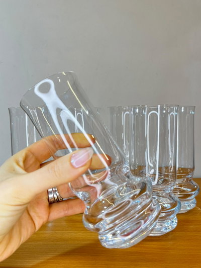 L26 - Vasos de Cristal con Base x 6 Vintage 