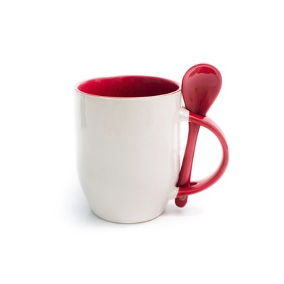 Taza con Color Adentro y Cuchara P/Sublimar