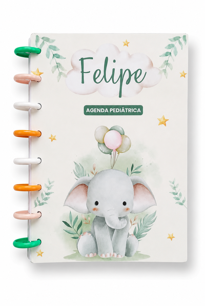 Agenda Pediátrica - ELEFANTE (Nombre Personalizable)