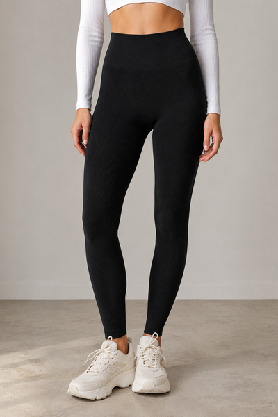 Calza Seamless Morley Total Black Con Frunce