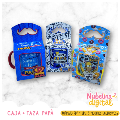 ☕👔 Caja + Diseños de Taza Día del Padre ✨💙