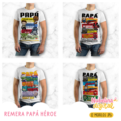 👕🦸 Remeras Estampadas Papá Héroe – 15 Diseños ✨💙