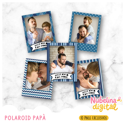 📸👔 Polaroid Día del Padre – 20 Marcos PNG ✨💙