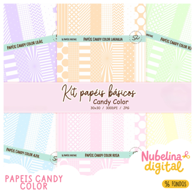 🍬 Kit Digital Papeis Básicos Candy ✨🌈