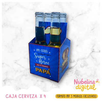 🍺👔 Cajas Porta Cervezas x4 – Día del Padre ✨💙