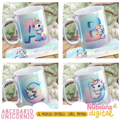 🦄☕ Tazas Abecedario Unicornio  🎨✨