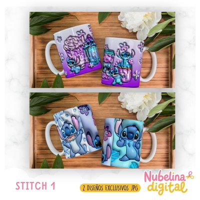 ☕💙 Tazas Stitch Estilo Burbuja🫧✨