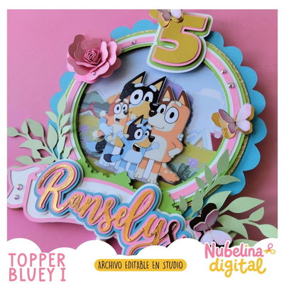 🐾🎂 Topper de Torta Bluey 1 ✨💙