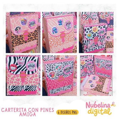 👜💖 Carterita con Pines Amiga ✨🎁