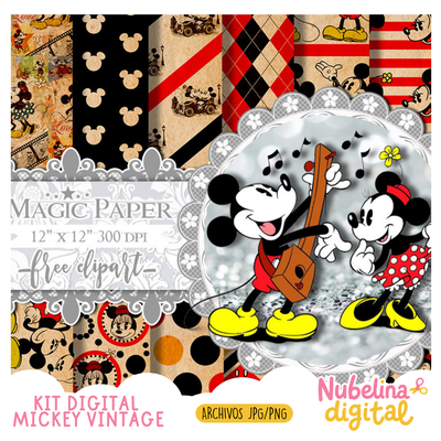 🐭🖤 Kit Digital Mickey Vintage 📄✨