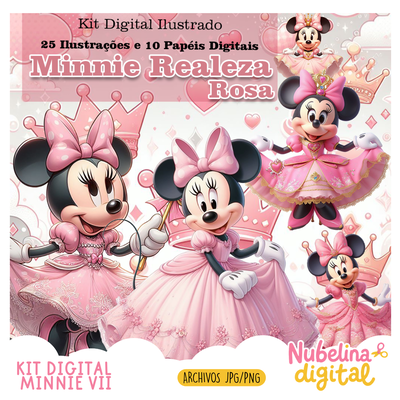 🎀✨ Kit Digital Minnie VII – 20 Papeles Digitales + 25 Diseños PNG 🎀✨ 