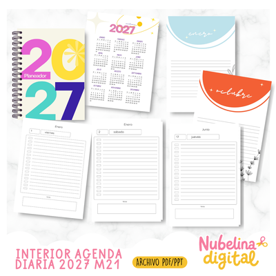 📖 Interior Agenda Diaria 2027 M21 🗓️✨