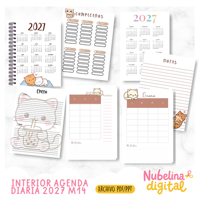📅 Interior Agenda Diaria 2027 M14 ✨📝