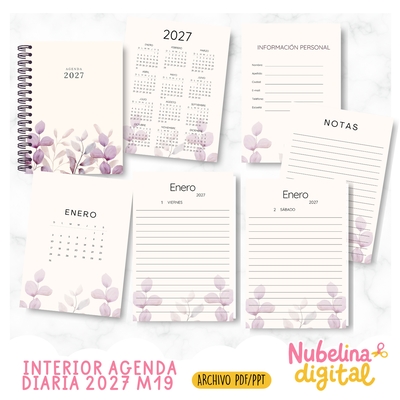 🗓️ Interior Agenda Diaria 2027 M19 📖✨