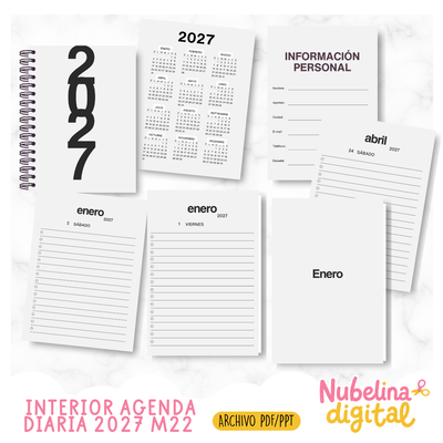 📅 Interior Agenda Diaria 2027 M22 ✨🖊️