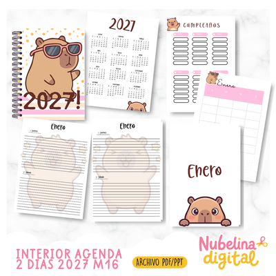 📖 Interior Agenda 2 Días por Página 2027 M16 📅✨