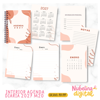 📅 Interior Agenda Diaria 2027 M20 ✨📝 