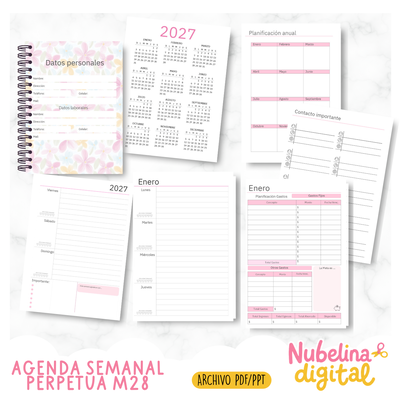 📖 Interior Agenda Semanal Perpetua M28 ♾️📝