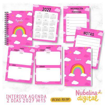 📅 Interior Agenda 2 Días por Página 2027 M15 ✨📖