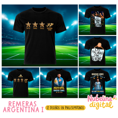 👕🇦🇷 Remeras Argentina 1 | 12 Diseños PNG Semitonos ⚽✨ 