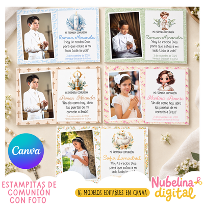 🕊️✨ ESTAMPITAS DE COMUNIÓN CON FOTO ✨🕊️
