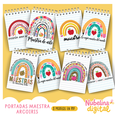 🌈🍎 PORTADAS MAESTRAS ARCOÍRIS📚✨