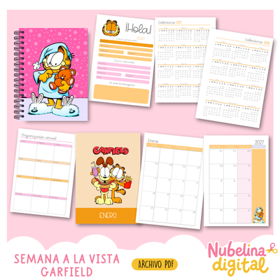 🐱📒 Agenda Semana a la Vista – Garfield ✨