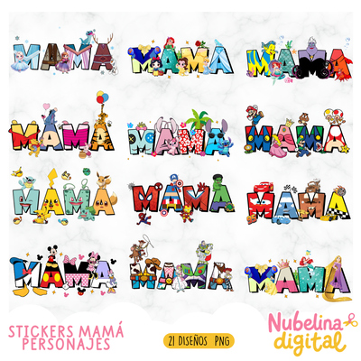 ✨ STICKERS MAMÁ PERSONAJES PNG ✨
