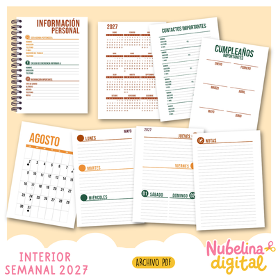 📖✨ INTERIOR AGENDA SEMANAL 2027 ✨📖