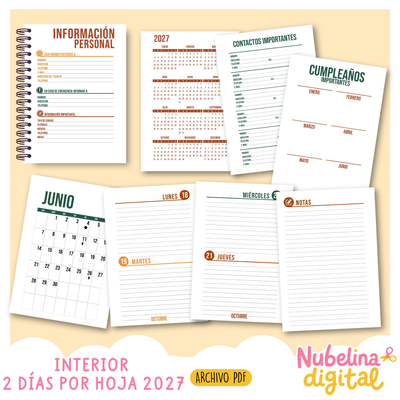 📖✨ INTERIOR AGENDA 2 DÍAS POR HOJA 2027 ✨📖