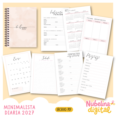🌸💖 AGENDA DIARIA MINIMALISTA  2027 📖✨