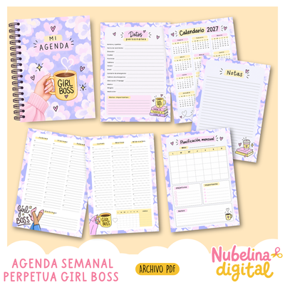 ☕💖 AGENDA SEMANAL PERPETUA GIRL BOSS ✨📒