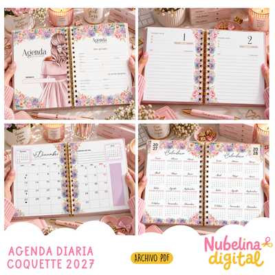 🎀💗 AGENDA DIARIA COQUETTE 2027 💗🎀