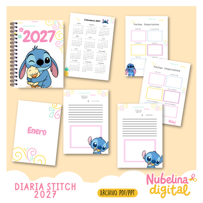 💙 Agenda Diaria 2027 Stitch 🌺✨