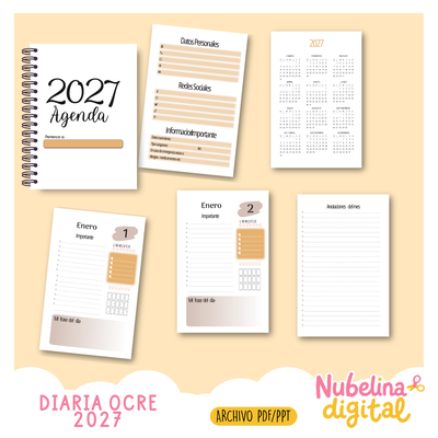 🤎 Agenda Diaria 2027 Básica Unisex 📅