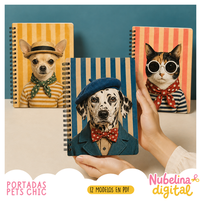 🐾✨ PACK DE PORTADAS RETRO “PETS CHIC”  🐶🐱📚