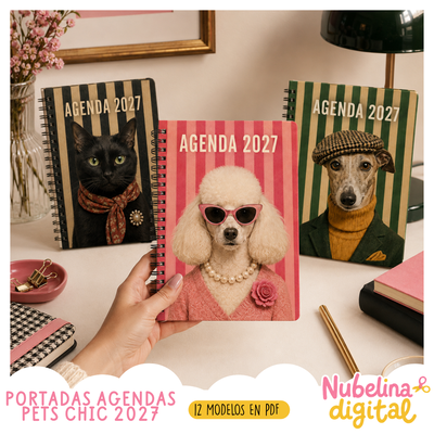 📒✨ PACK DE PORTADAS DE AGENDAS 2027 “PETS CHIC”  🐶🐱