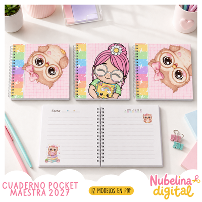 📚✨ CUADERNO POCKET MAESTRA “SWEET”  💖🍎