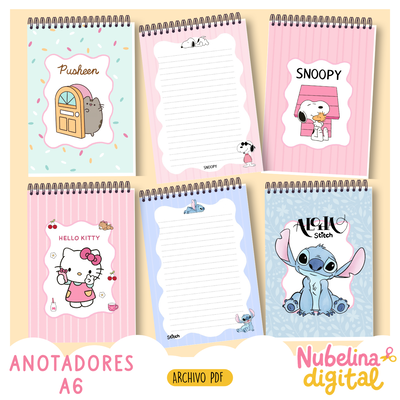 ✨📒 ANOTADORES A6 · PERSONAJES VARIOS 📒✨