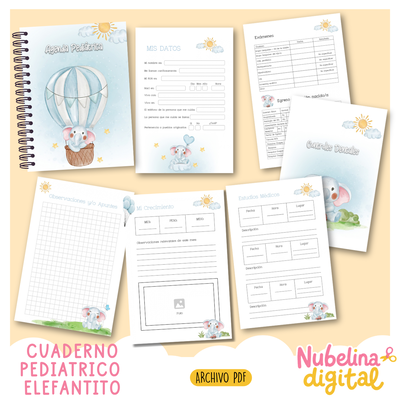 🐘💙 CUADERNO PEDIÁTRICO ELEFANTITO 💙🐘