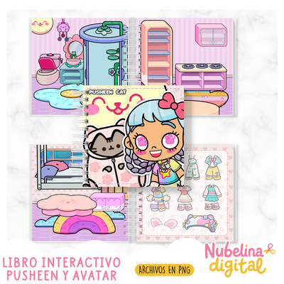 🐱✨ Libro Interactivo Pusheen y Avatar  📖🎨