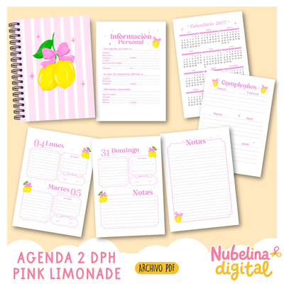 🍋💗 AGENDA DOS DÍAS POR PÁGINA · PINK LEMONADE 💗🍋