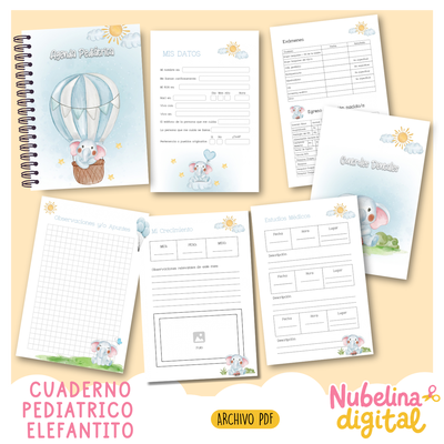 🐘💙 CUADERNO PEDIÁTRICO ELEFANTITO 💙🐘